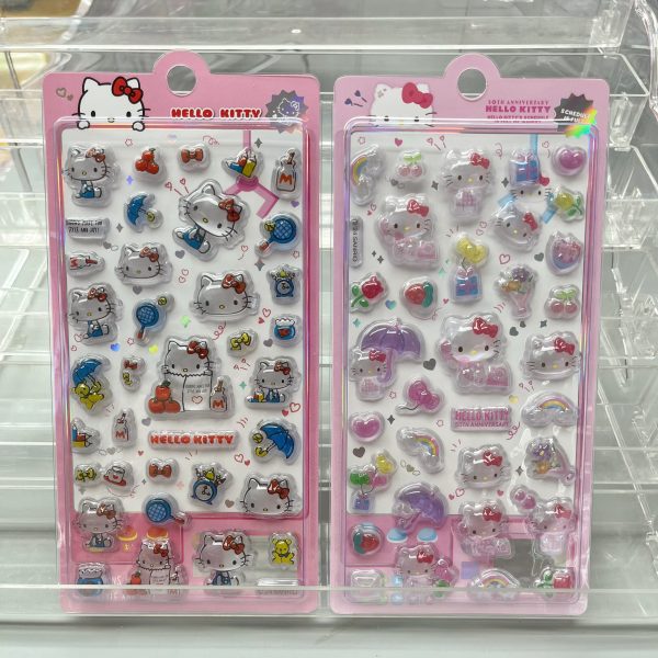 A015キュートキャット クリスタル風ぷっくり3Dシール