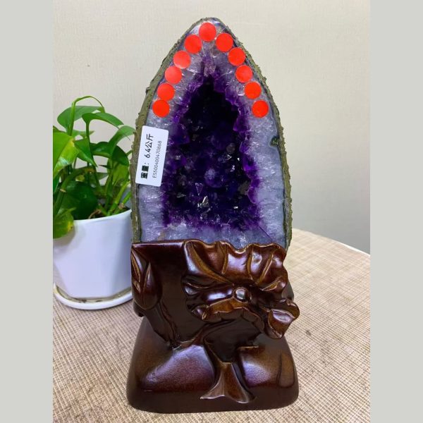 14.1 lb Natural Green Basalt Amethyst Geode