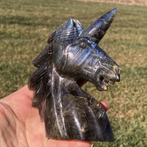 1.08 lb Natural Labradorite Unicorn Carving