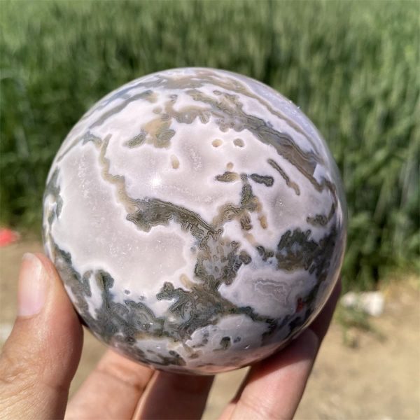 1.54 lb Natural Moss Agate Crystal Sphere