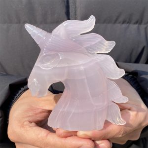 0.82 lb Natural Rose Quartz Unicorn Carving
