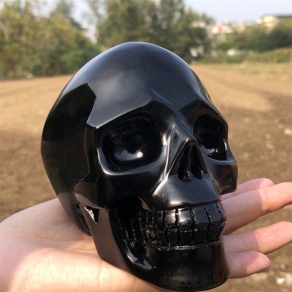 1.96 lb Natural Obsidian Crystal Skull Carving