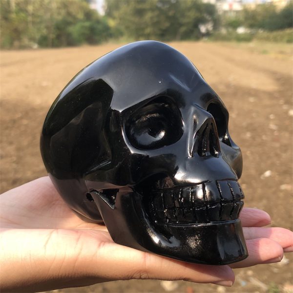 1.81 lb Natural Obsidian Crystal Skull Carving